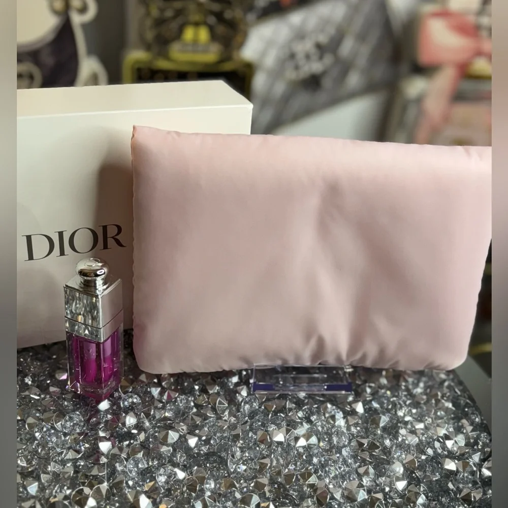 Dior Pink Quilted Clutch with Lip Gloss